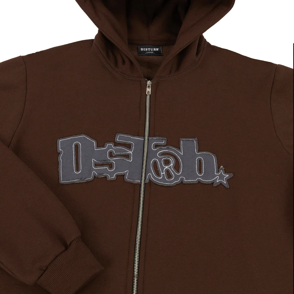 Zip Hoodie DSTRB In Brown