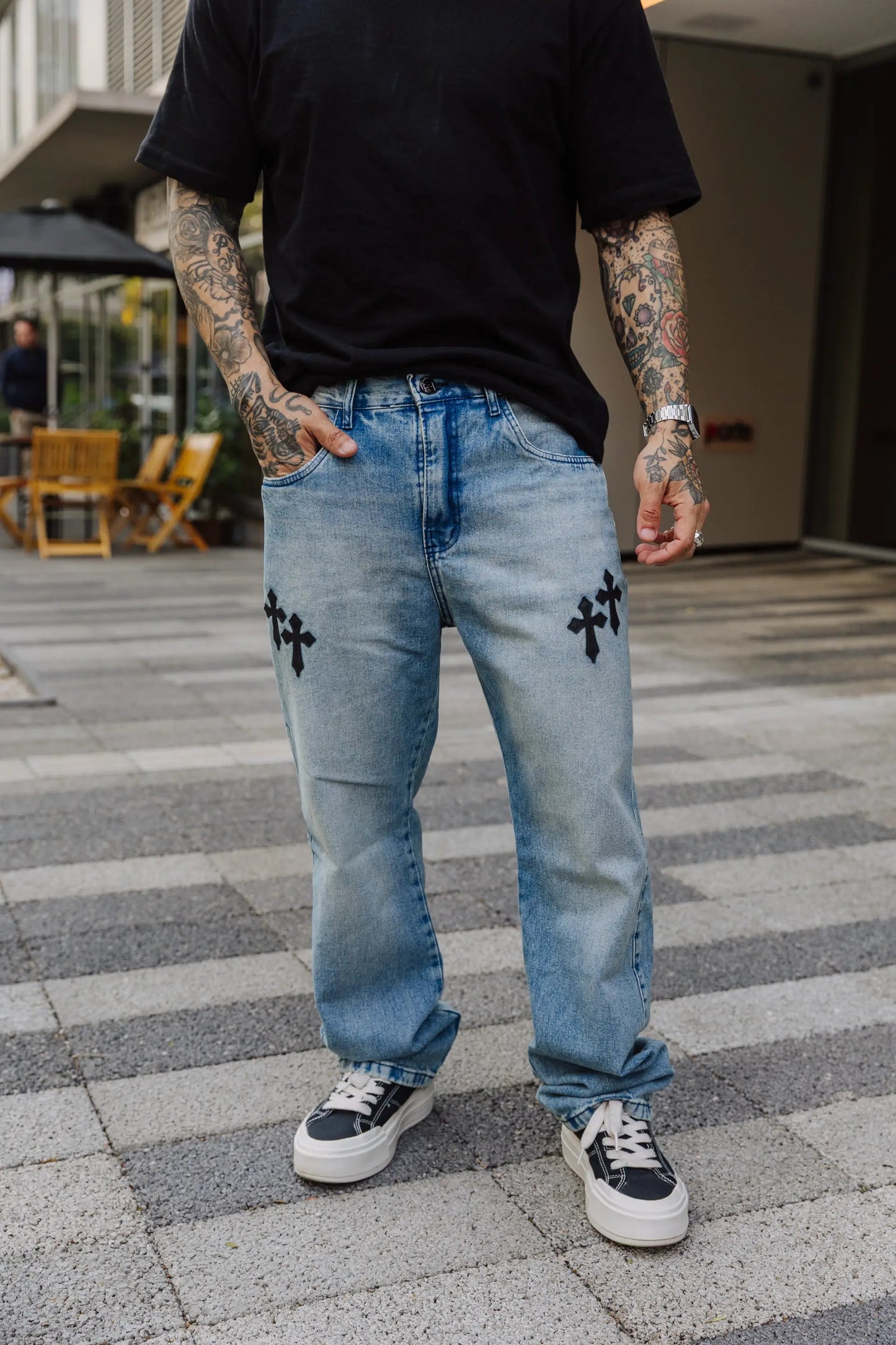 Calça Baggy Vintage Cruz Preta