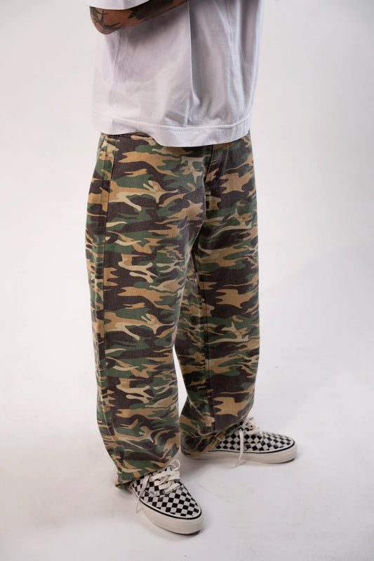 Calça Barrel Camuflada Green