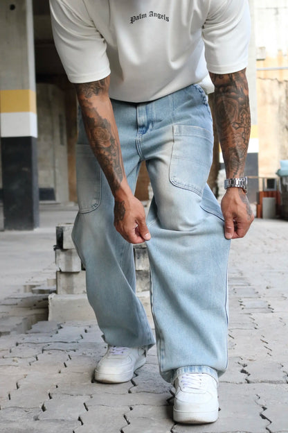 Calça Baggy Cargo Frontal Jeans