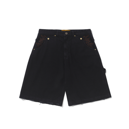 Bermuda Jeans Barra/High Desconstruida Preta