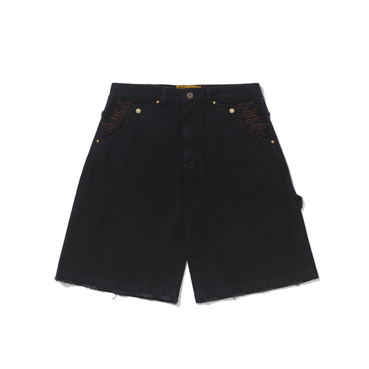 Bermuda Jeans Barra/High Desconstruida Preta