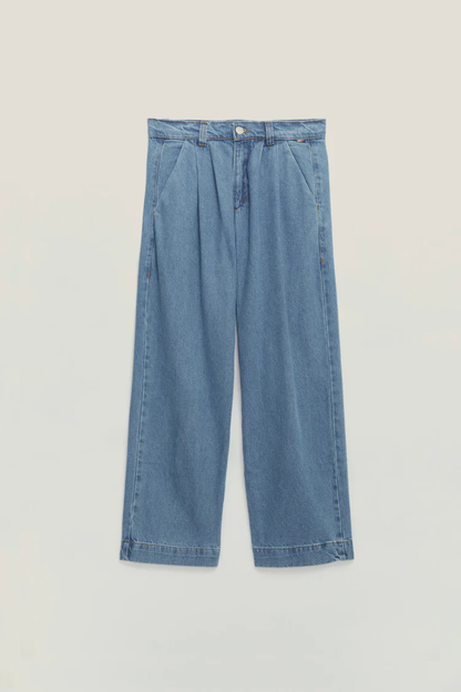 Calça Jeans Alfaiataria Dupla Prega Média