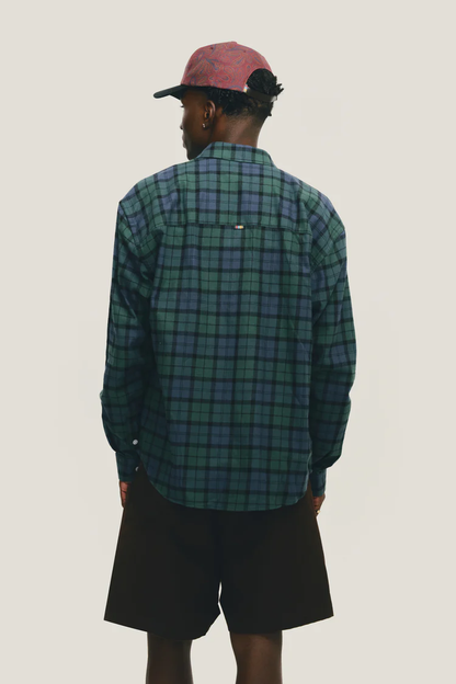 Camisa Flanela Xadrez Manga Longa Azul e Verde
