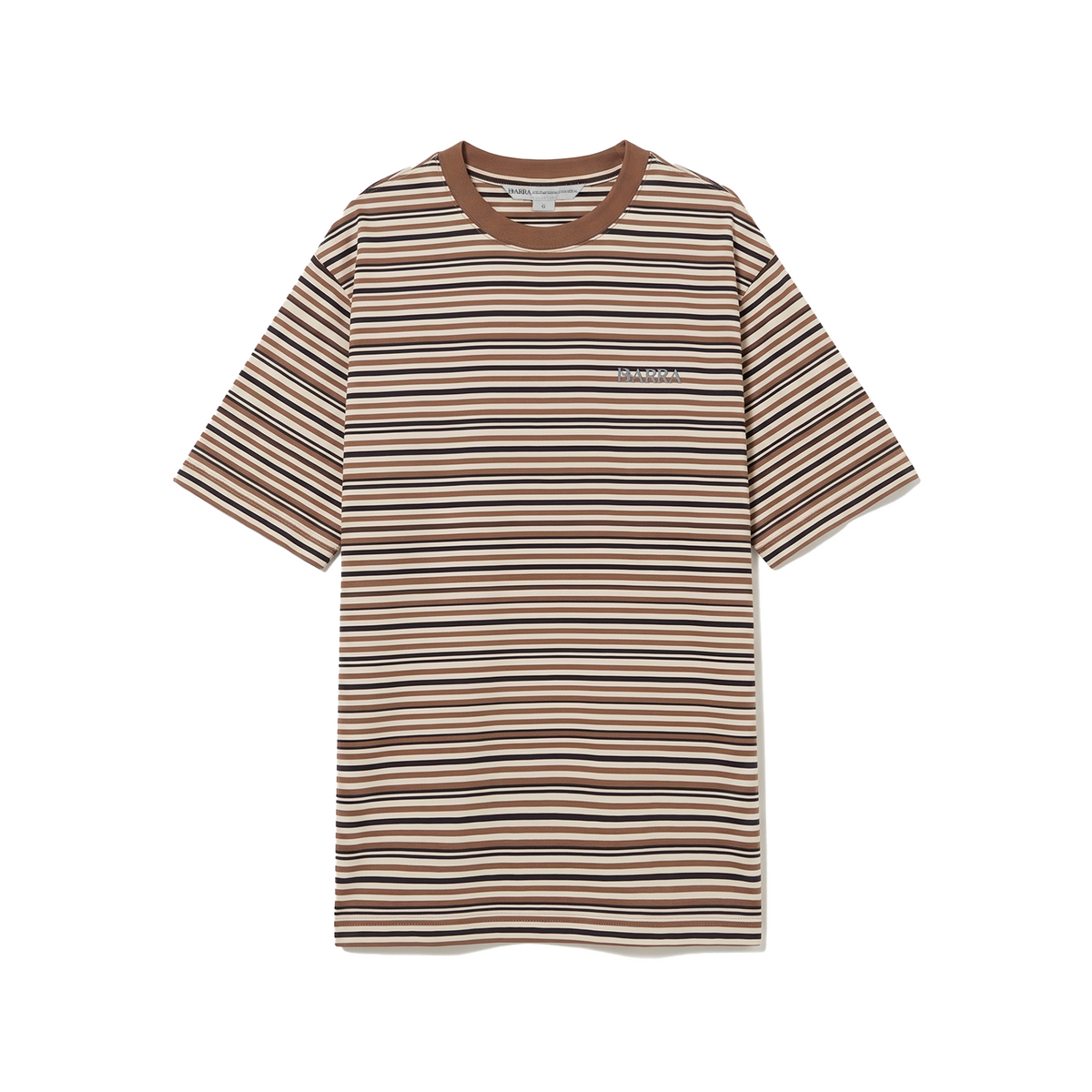 Camiseta Listrada Barra Logo Bege