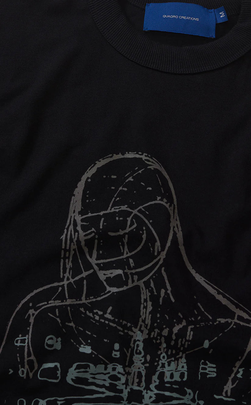 CAMISETA QC PARTICULAS BOXY PRETO
