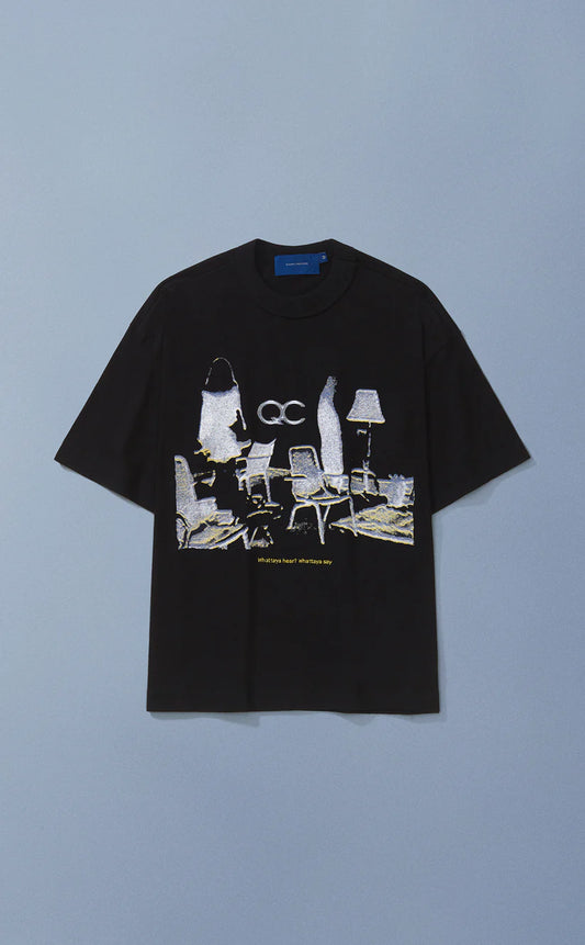 CAMISETA SALA DE ESPERA  BOXY PRETO