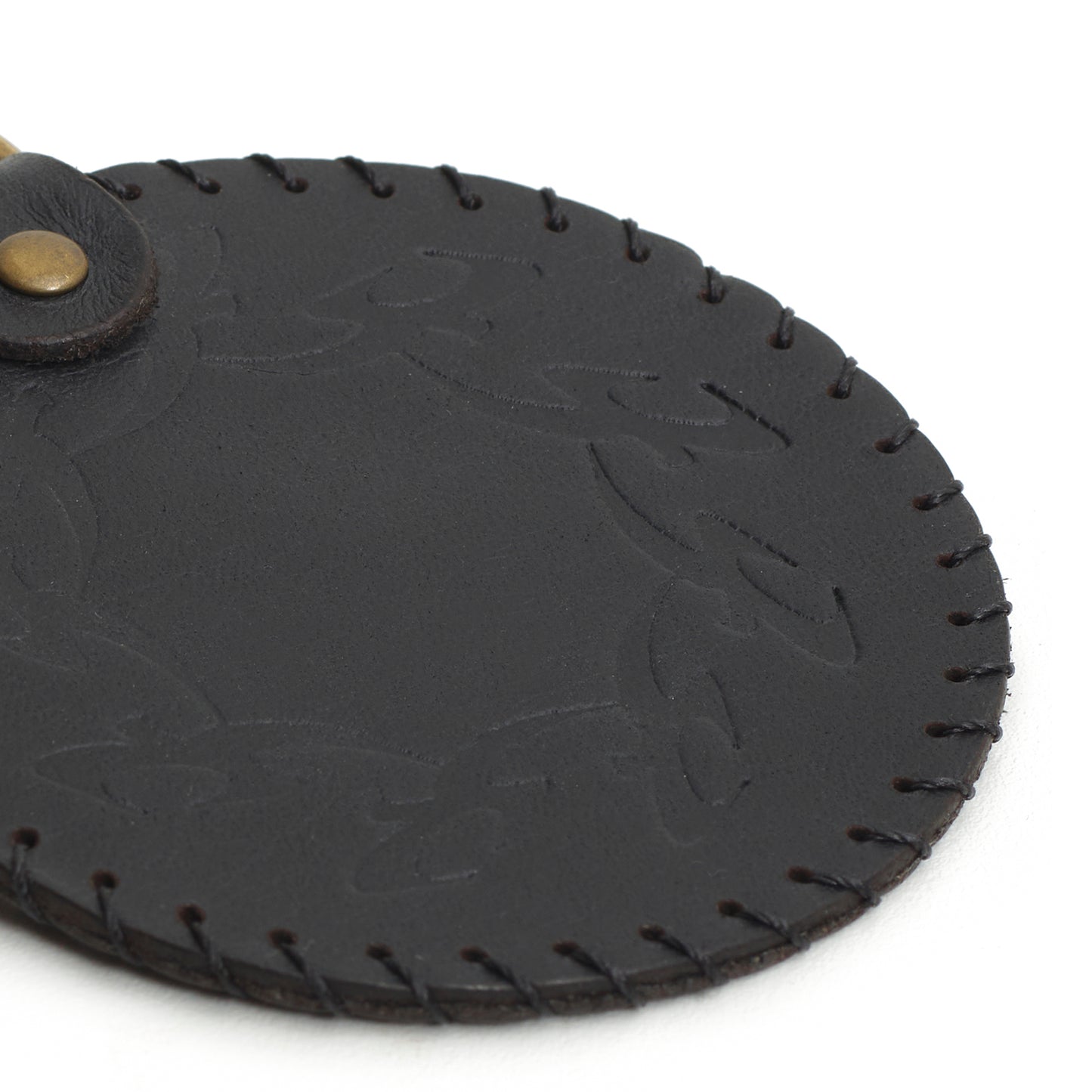 Chaveiro em Couro Preto - Feito a Mao