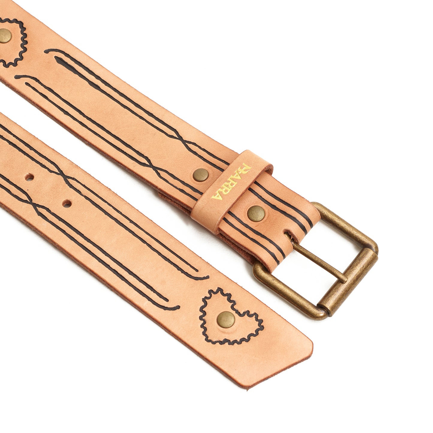 Cinto em Couro Filetagem Bege