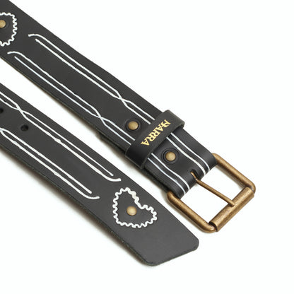 Cinto em Couro Filetagem Preto