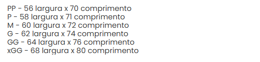 Tabela de medidas
