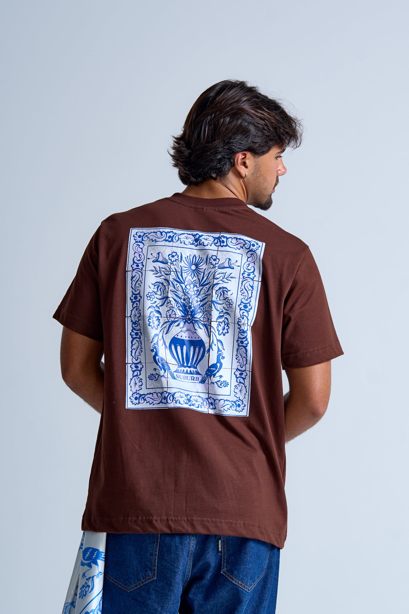 CAMISETA REGULAR HAND PAINTED MARROM