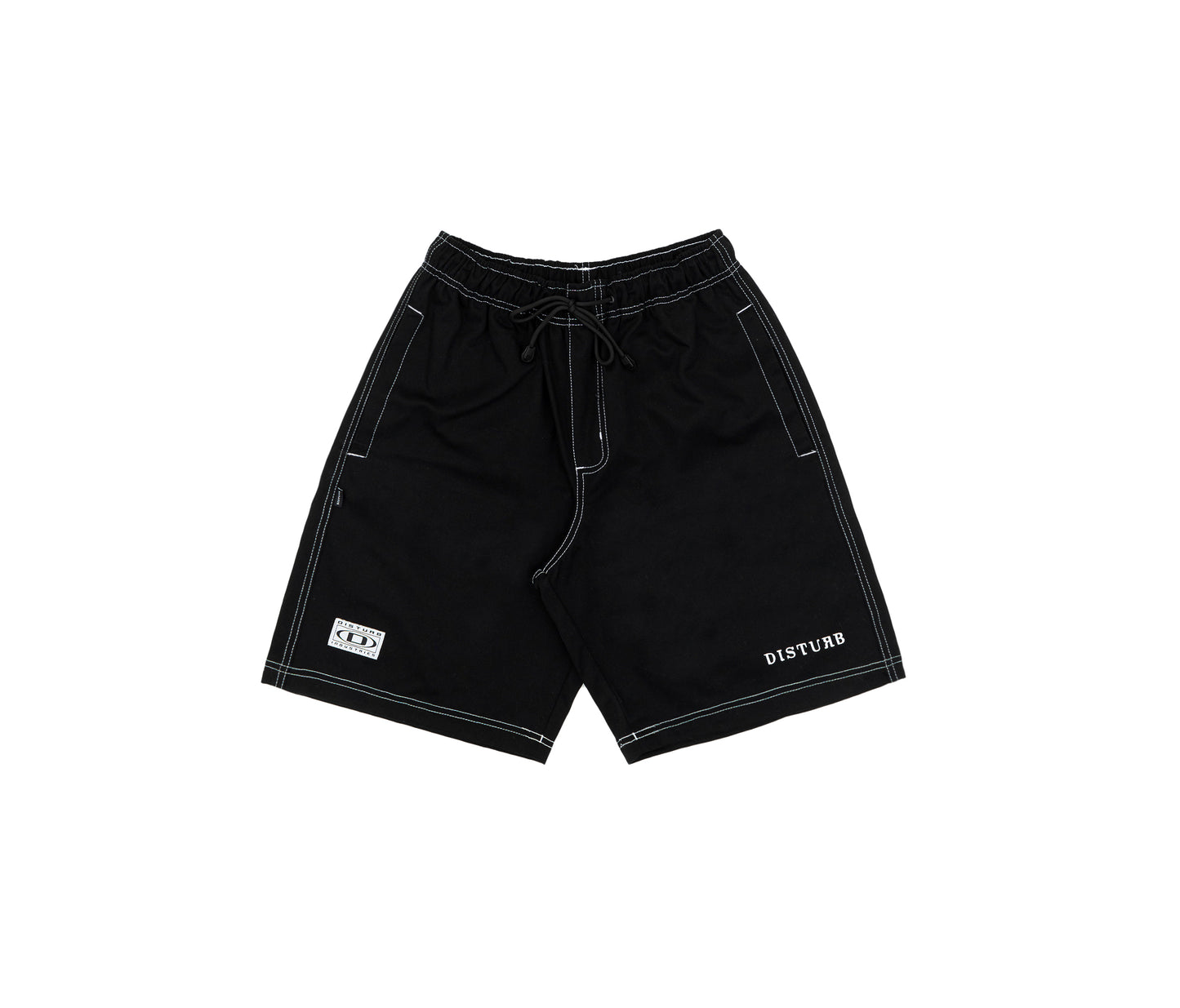 Constrat Twill Shorts In Black