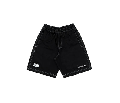 Constrat Twill Shorts In Black