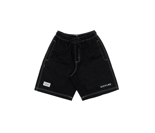 Constrat Twill Shorts In Black