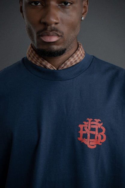 CAMISETA BOXY AQUARELA AZUL MARINHO