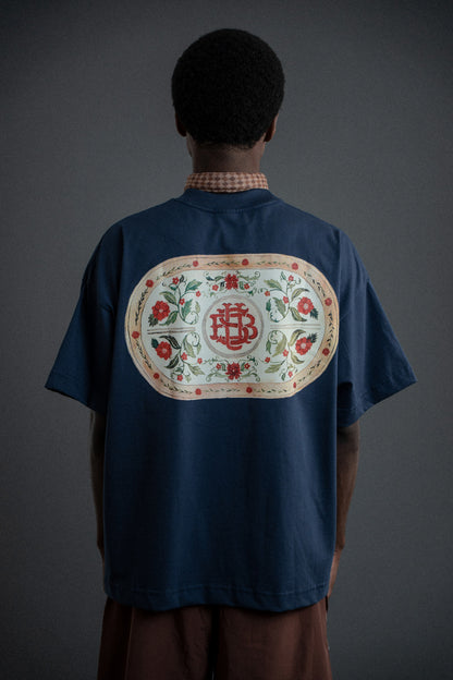 CAMISETA BOXY AQUARELA AZUL MARINHO