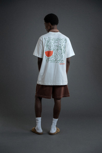 CAMISETA REGULAR FLOWERS OFF WHITE