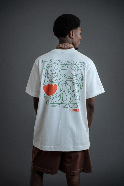 CAMISETA REGULAR FLOWERS OFF WHITE