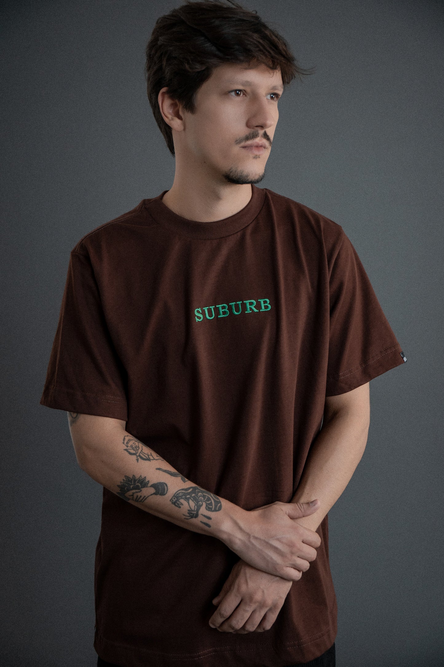 CAMISETA REGULAR EMBOIDERY MARROM