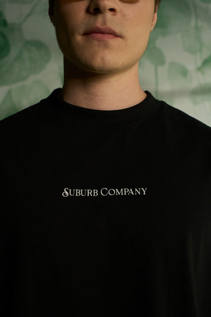 FLOWERS BOXY TEE PRETO