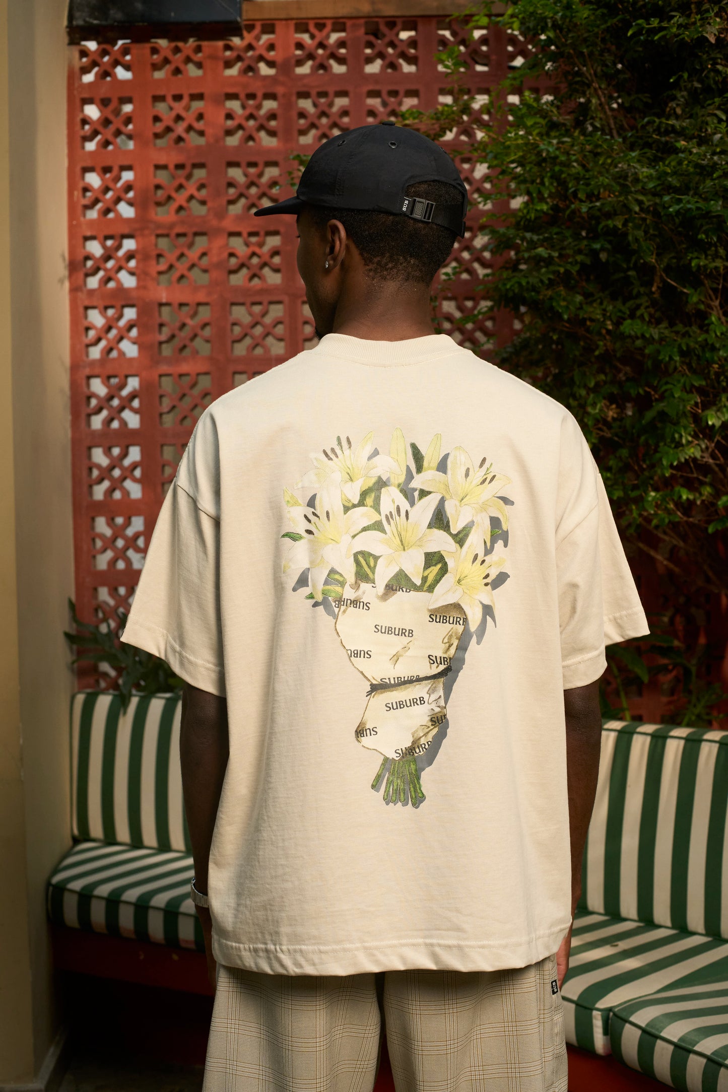 FLOWERS BOXY TEE BEGE