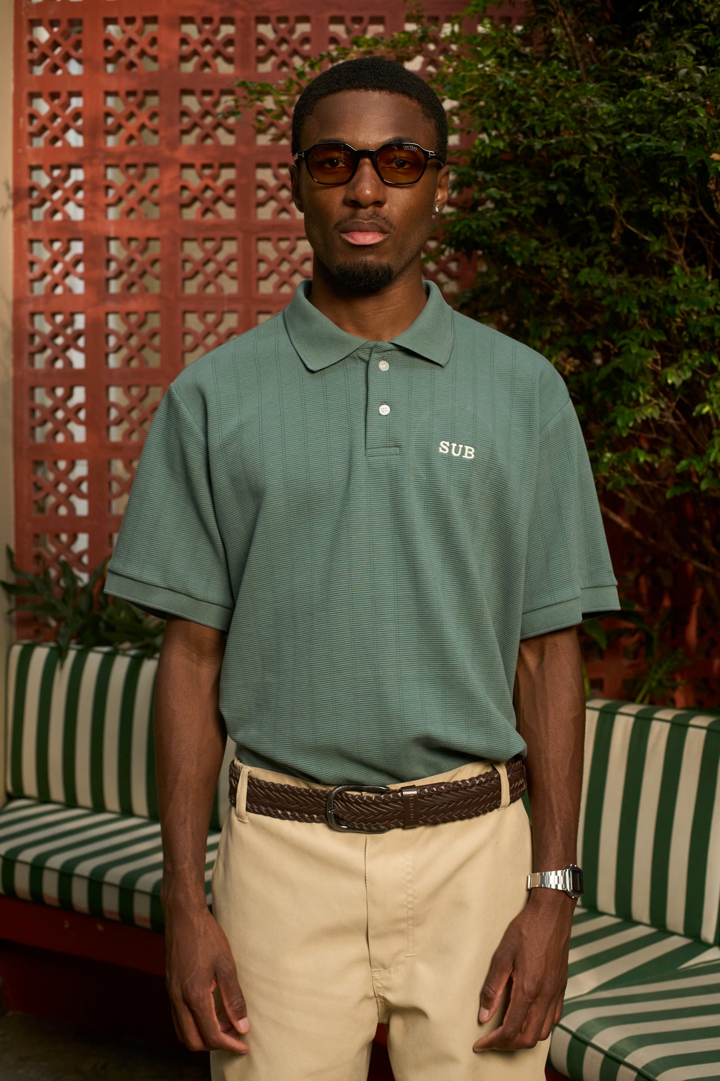 PREMIUM STRIPE POLO  VERDE