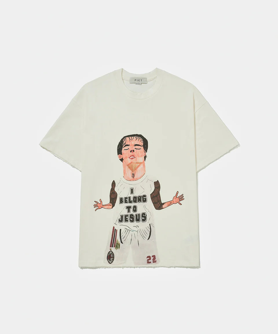 Illustrated Relaxed Jesus Tshirt  Bone White