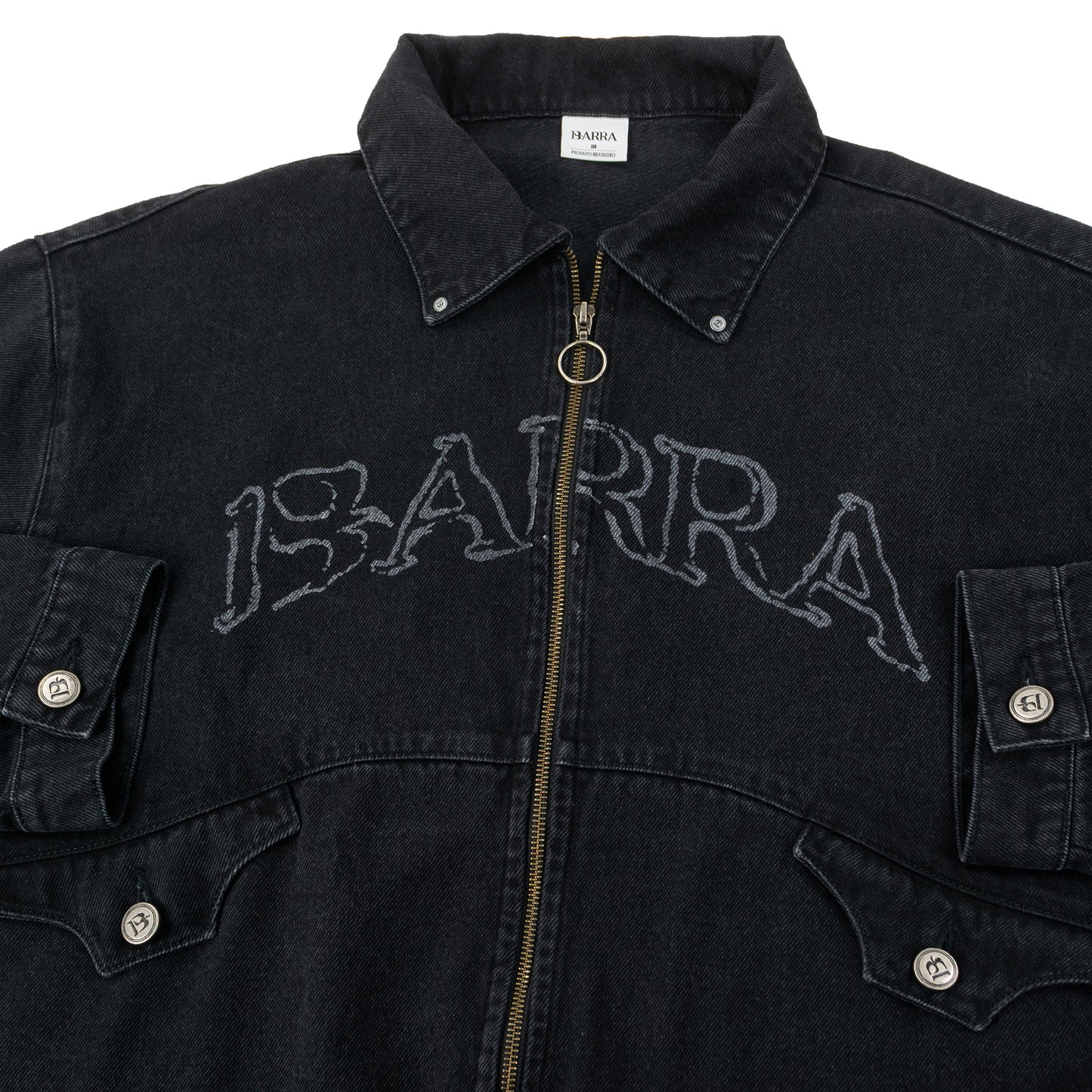 Jaqueta Jeans Mascarados Estonada Preta