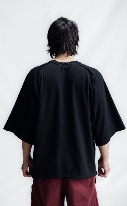 TSHIRT PIQUET PLAYSOLITAIRE OVERSIZED RAGLAN BLACK
