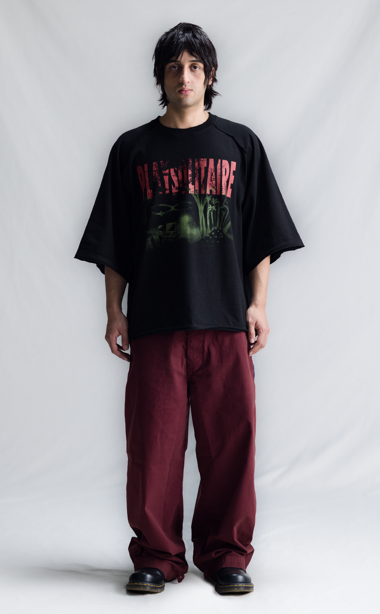 TSHIRT PIQUET PLAYSOLITAIRE OVERSIZED RAGLAN BLACK