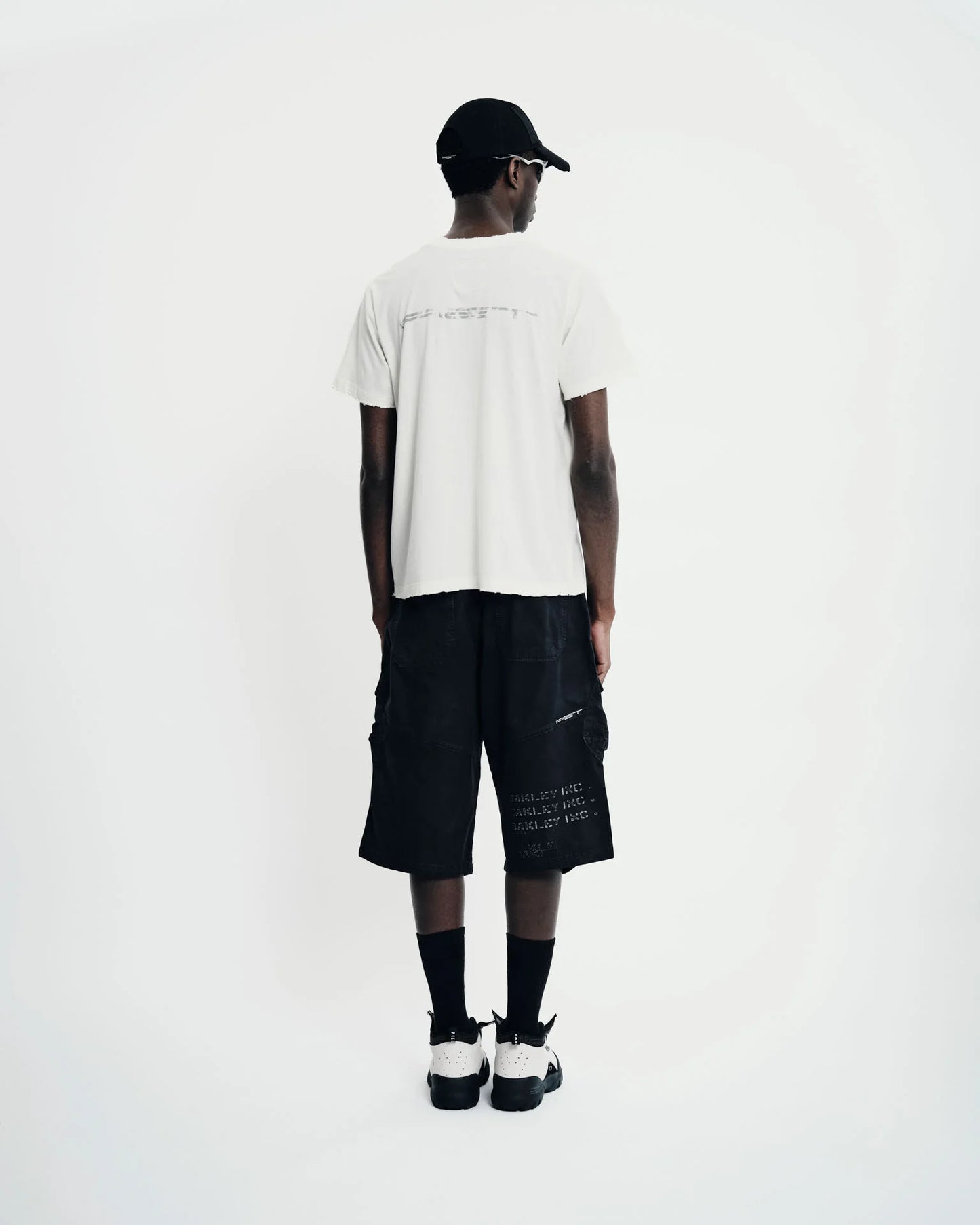 Caution Ripped Tshirt  Bone White
