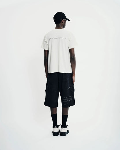 Caution Ripped Tshirt  Bone White