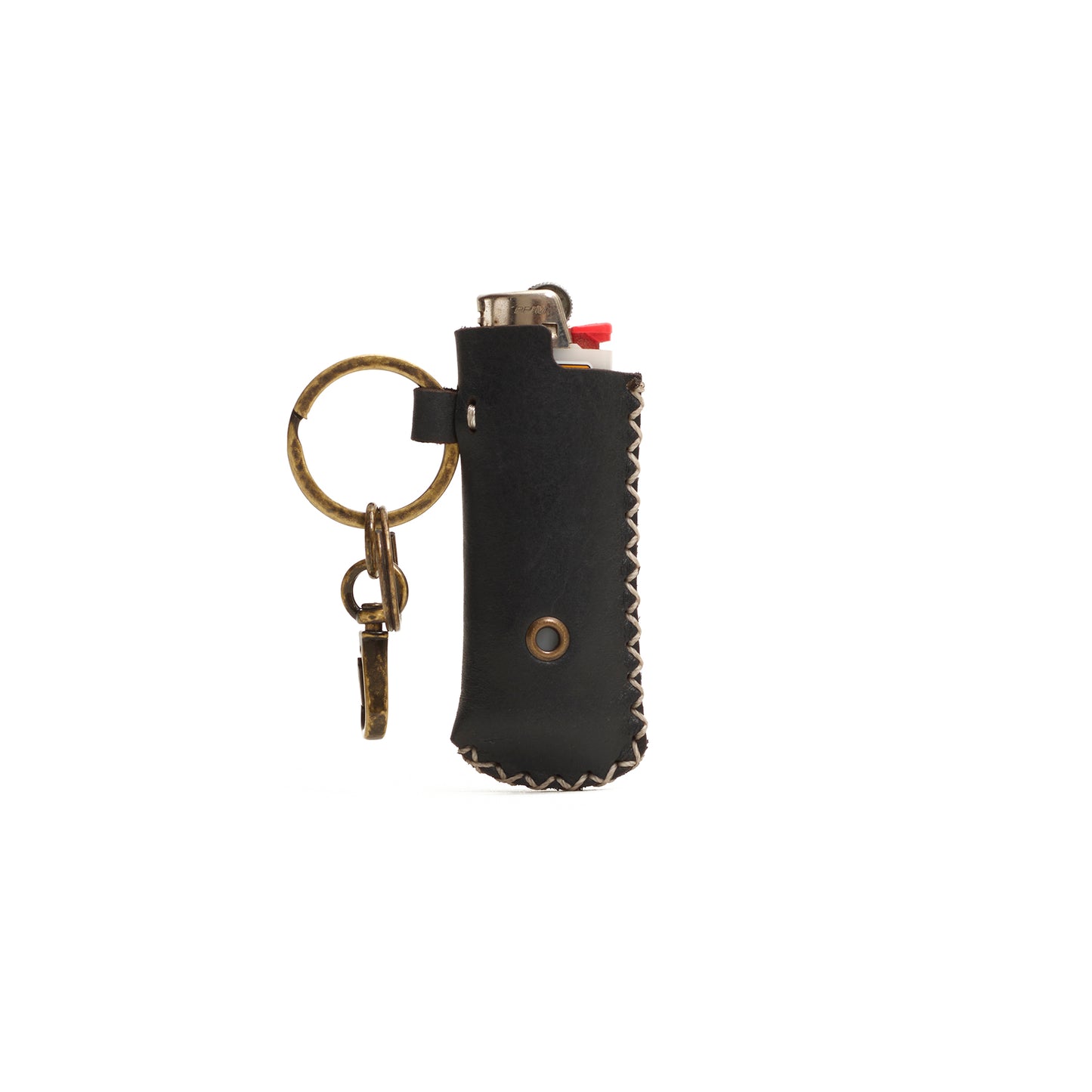 Porta Isqueiro em Couro Filetagem Preta