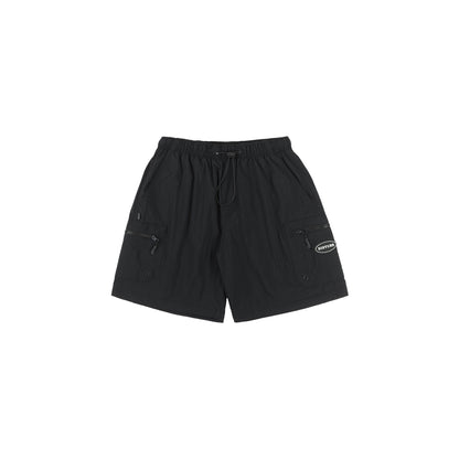 Plain Cargo Nylon Shorts In Black