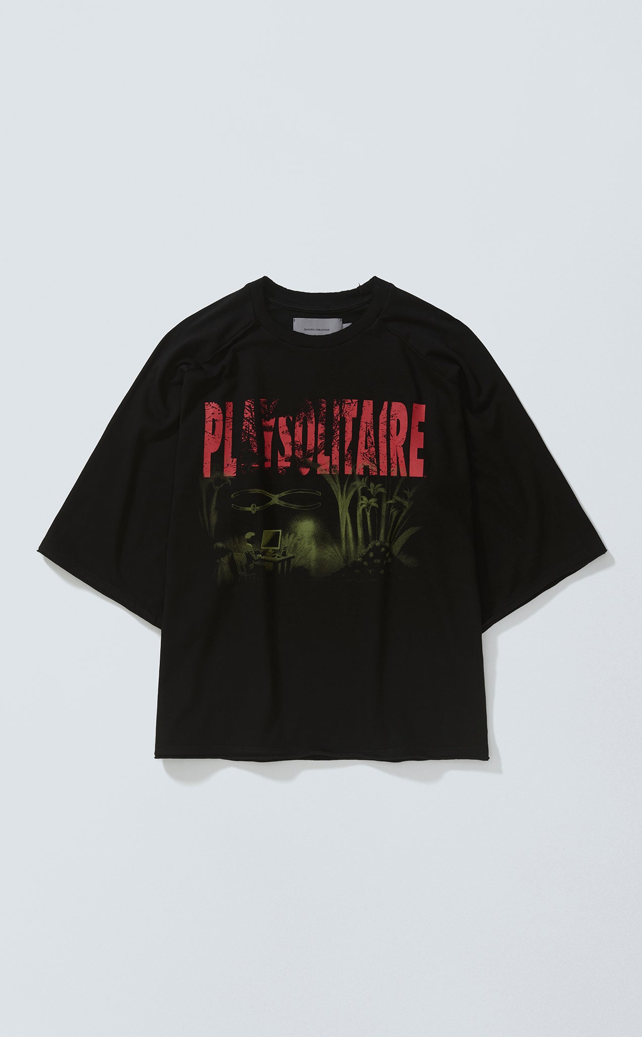 TSHIRT PIQUET PLAYSOLITAIRE OVERSIZED RAGLAN BLACK
