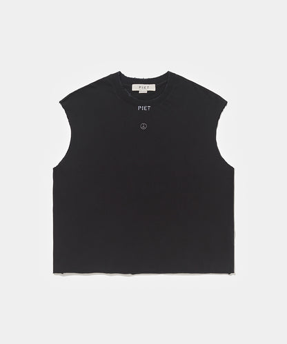 Patchwork Sleeveless Tee  Vintage Black