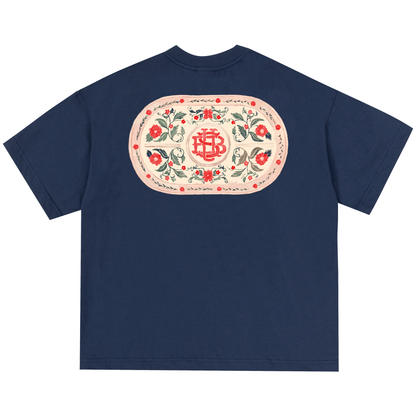CAMISETA BOXY AQUARELA AZUL MARINHO