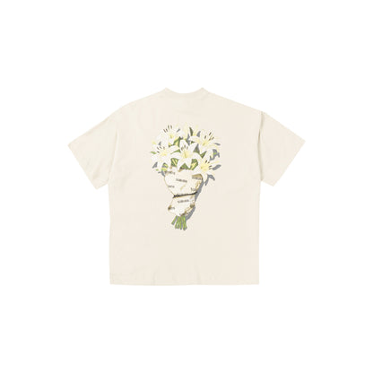 FLOWERS BOXY TEE BEGE