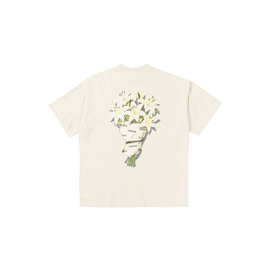 FLOWERS BOXY TEE BEGE