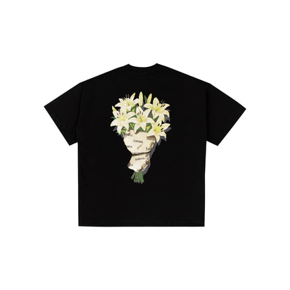 FLOWERS BOXY TEE PRETO