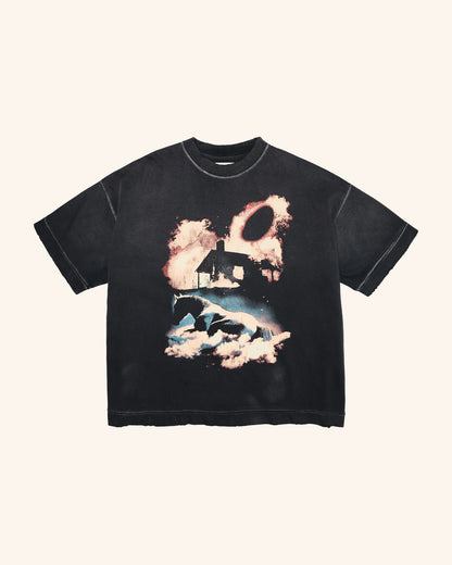 WILD HORSE PROPHECY BOXY TEE - FADED BLACK