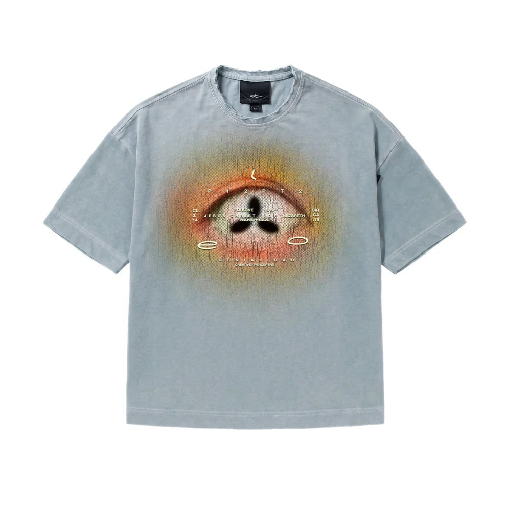CAMISETA OVER "VISION" CINZA AZULADO