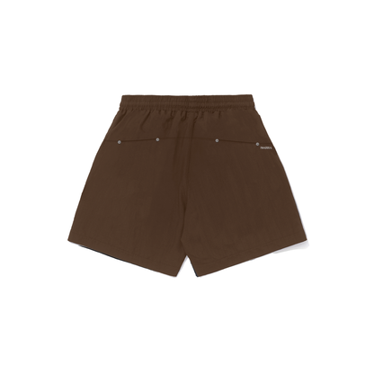 Short Leve Barra Logo Marrom
