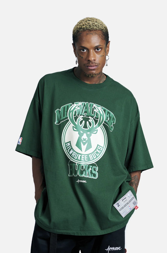 CAMISETA HUGE APPROVE X NBA BUCKS BASIC VERDE