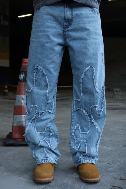 Calça Baggy Patchwork  Fire Blue