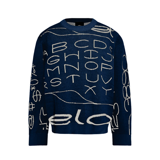 SWEATER TRICOT FAMILY FONT AZUL