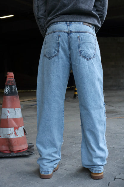Calça Baggy Patchwork  Fire Blue