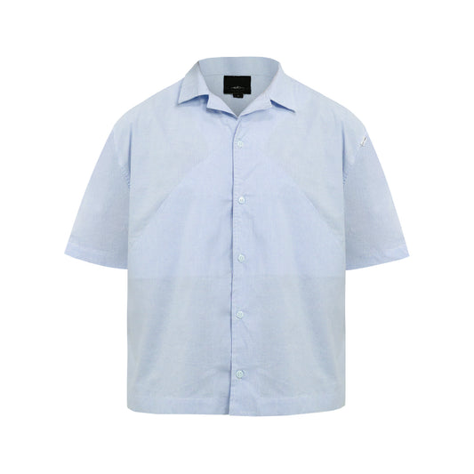 CAMISETA BOX  BOTAO FOLD  AZUL/BRANCO