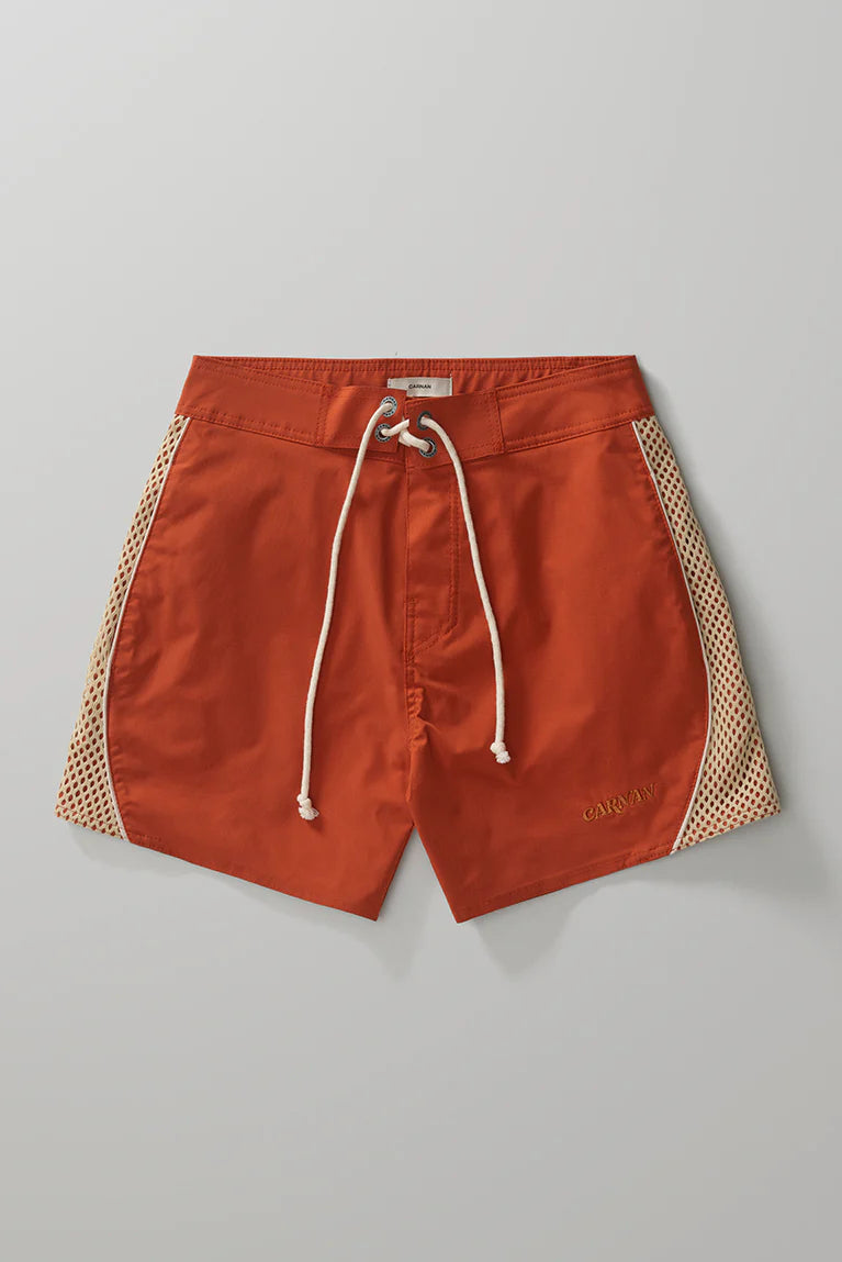 Curved Mesh Boardshorts  Brown